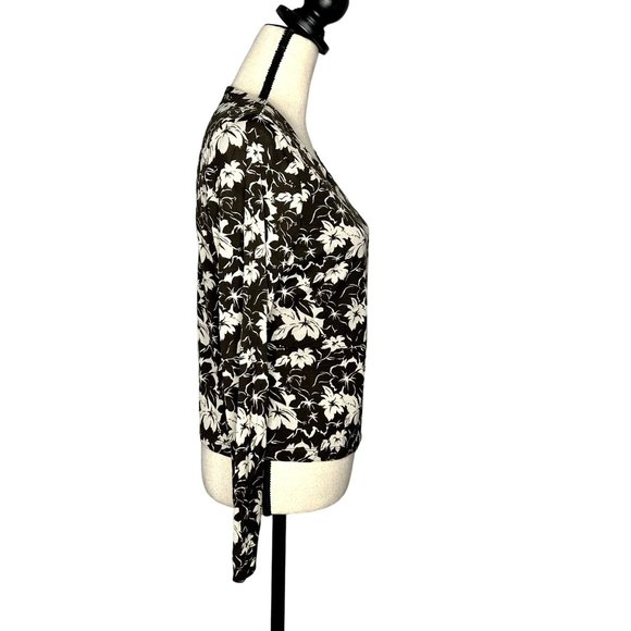 I.N.C International Concepts Brown and Cream Floral print Blouse Size M Petite - Picture 2 of 6